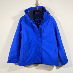 Lands' End Youth Blue Fleece Lined Nylon Squall Jacket Size M (10-12)